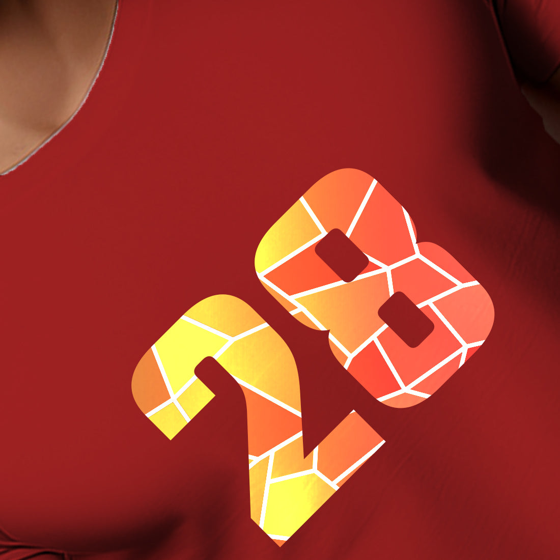 28 Number Men Unisex T-Shirt | Custom Number Graphic Tee (Red)