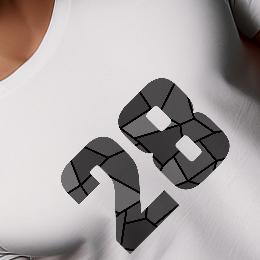 28 Number Men Unisex T-Shirt | Custom Number Graphic Tee (White)