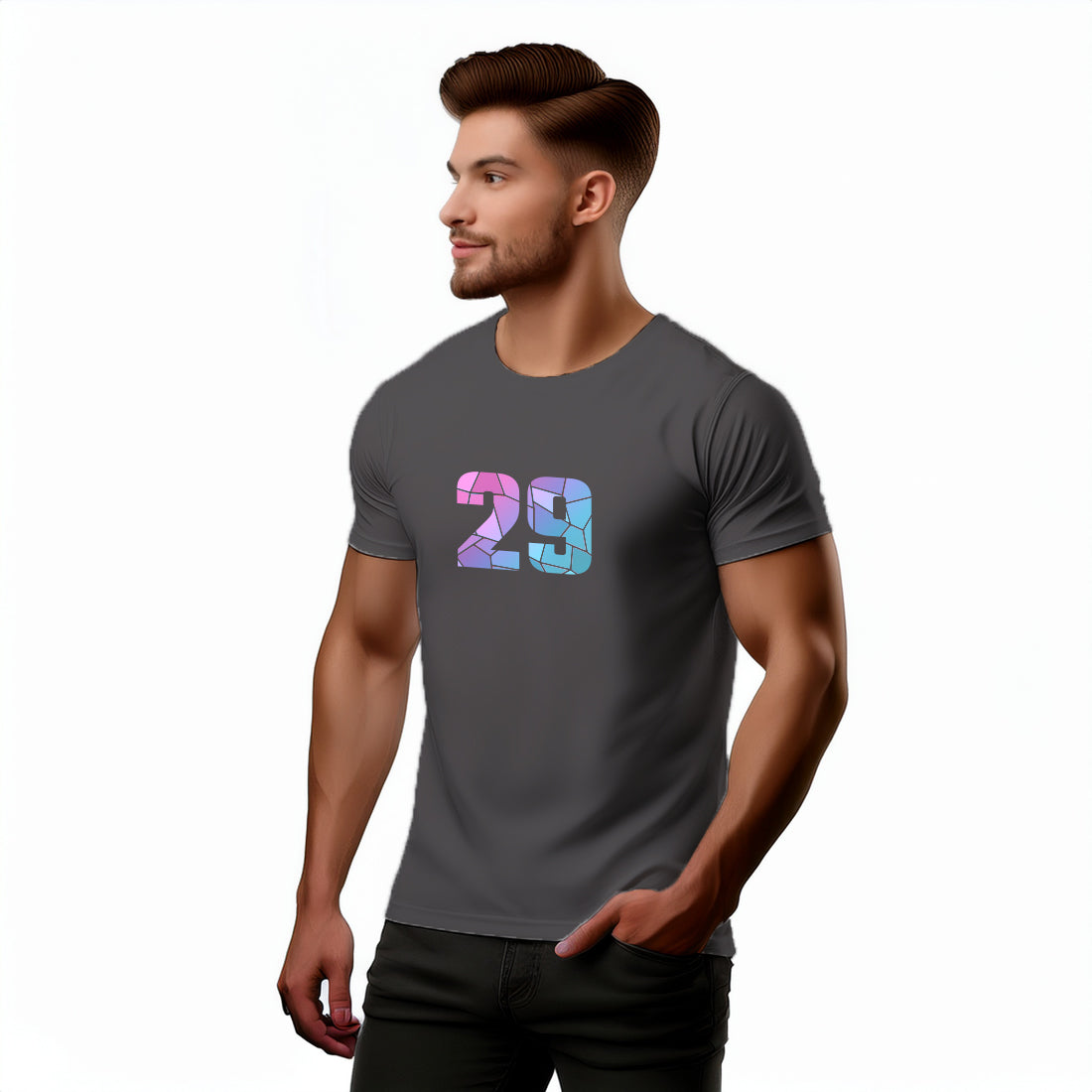29 Number Men Unisex T-Shirt | Custom Number Graphic Tee (Charcoal Grey)