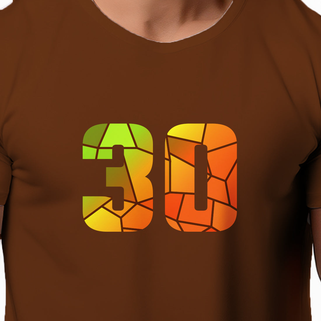 30 Number Men Unisex T-Shirt | Custom Number Graphic Tee (Brown)