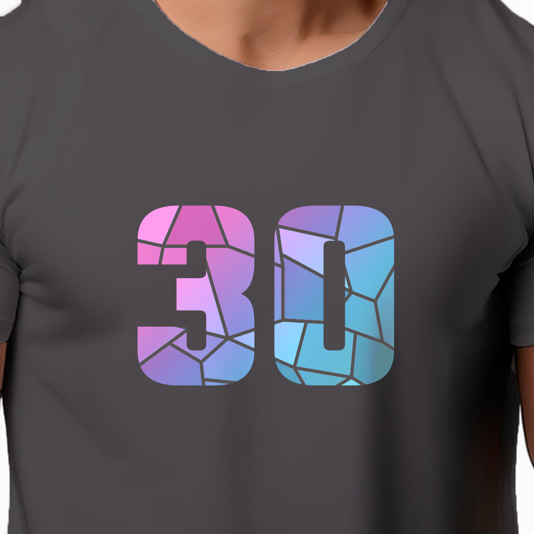 30 Number Men Unisex T-Shirt | Custom Number Graphic Tee (Charcoal Grey)