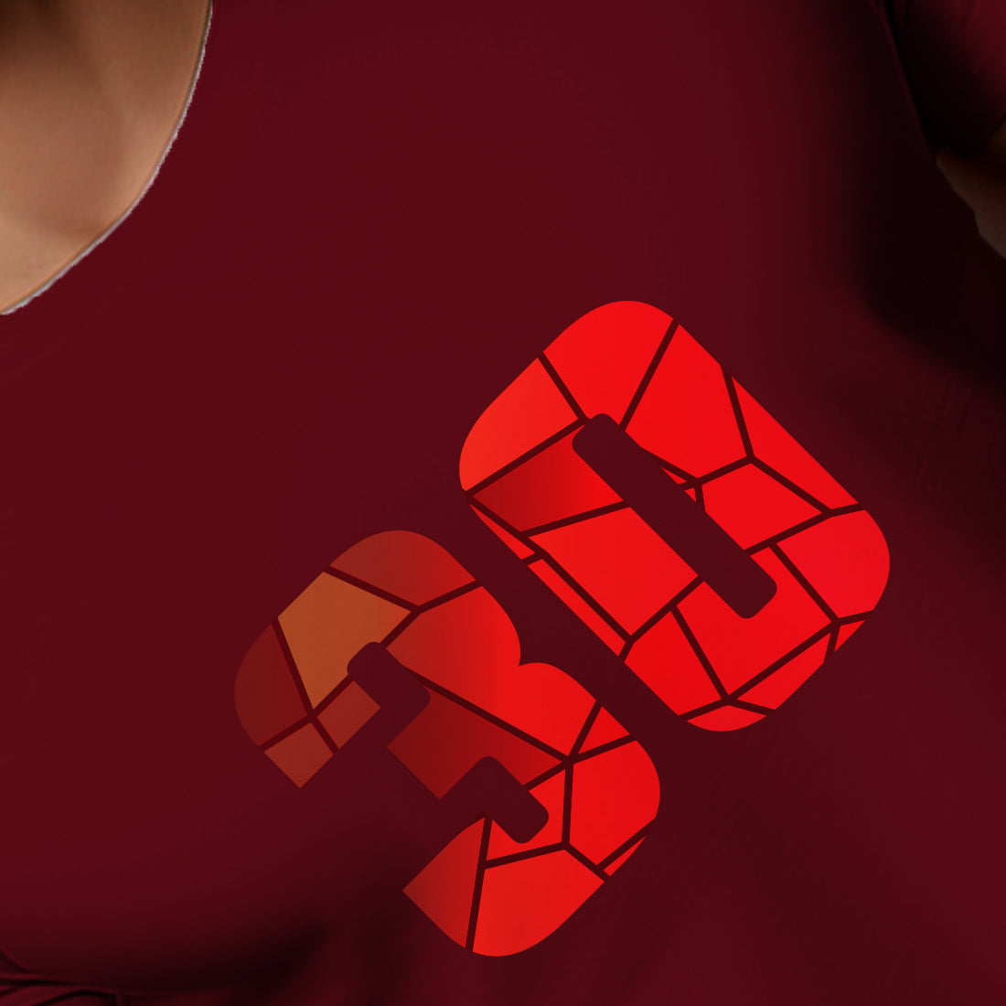 30 Number Men Unisex T-Shirt | Custom Number Graphic Tee (Maroon)