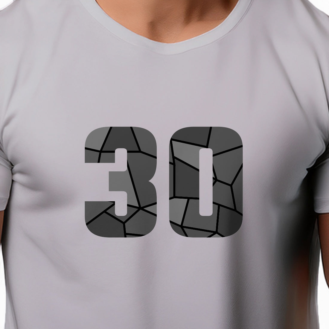 30 Number Men Unisex T-Shirt | Custom Number Graphic Tee (Melange Grey)
