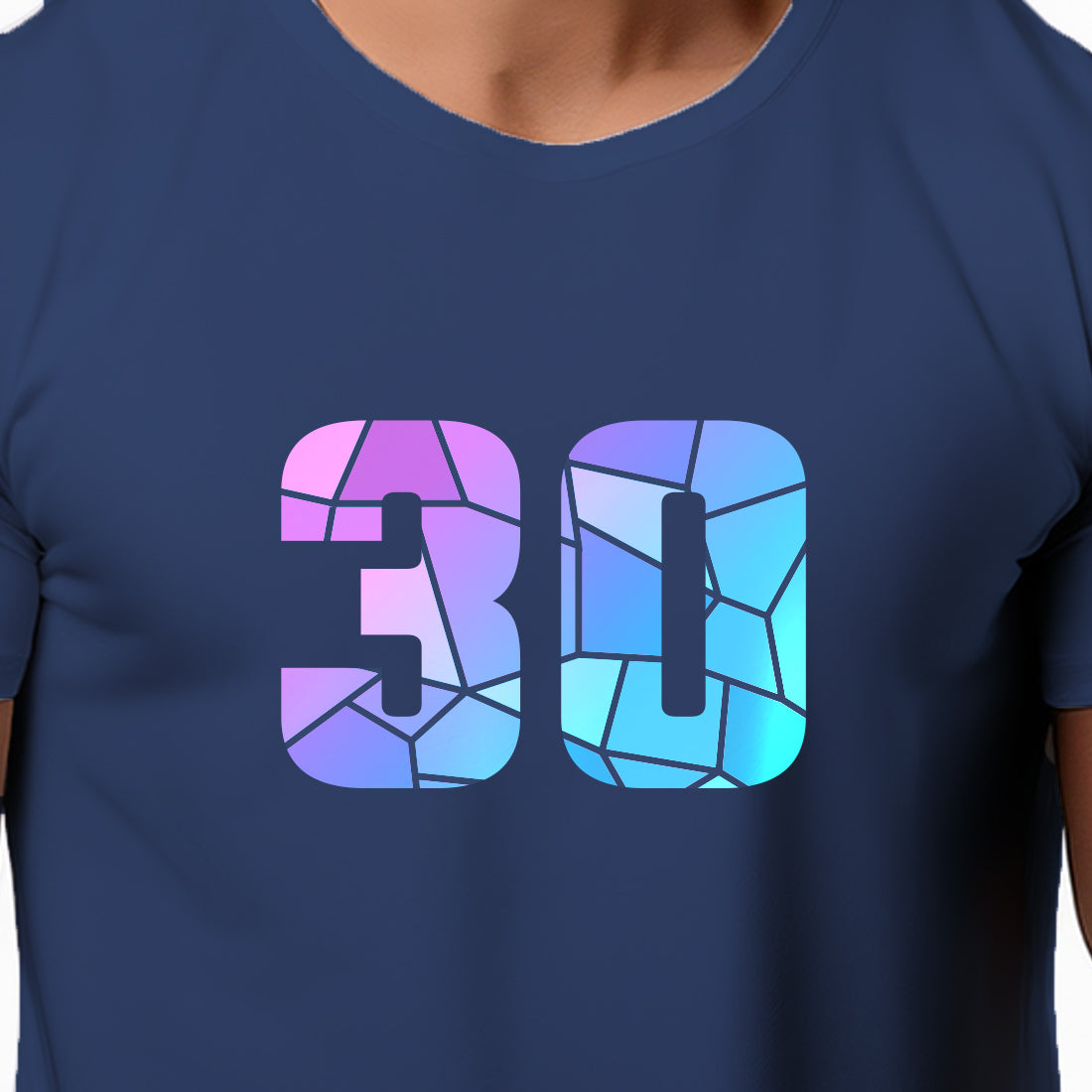 30 Number Men Unisex T-Shirt | Custom Number Graphic Tee (Navy Blue)