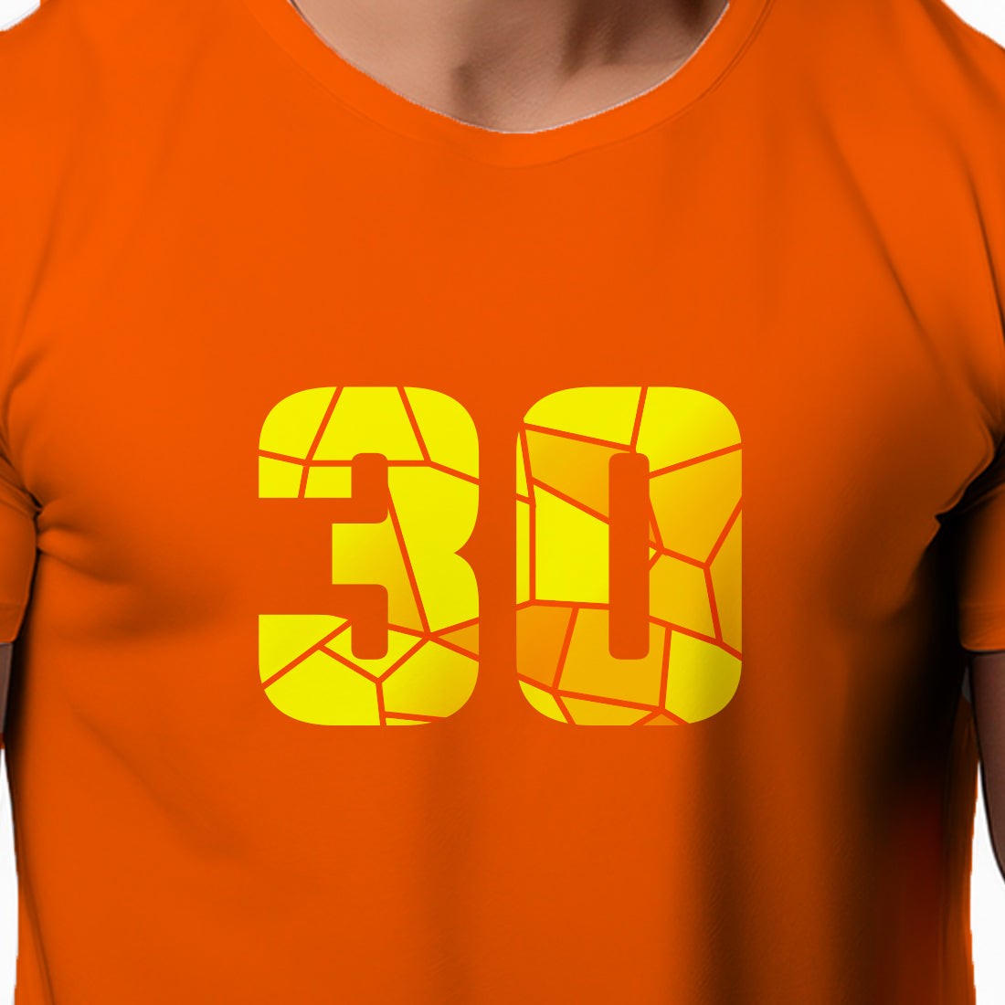 30 Number Men Unisex T-Shirt | Custom Number Graphic Tee (Orange)