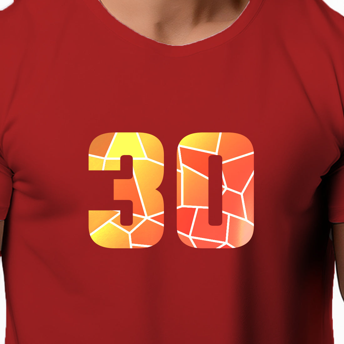 30 Number Men Unisex T-Shirt | Custom Number Graphic Tee (Red)