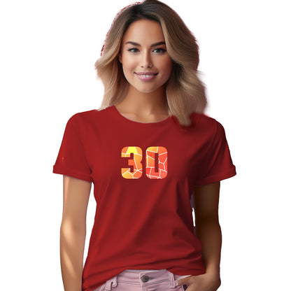 30 Number Women T-Shirt (Red) | Stylish Numeric Graphic Tee