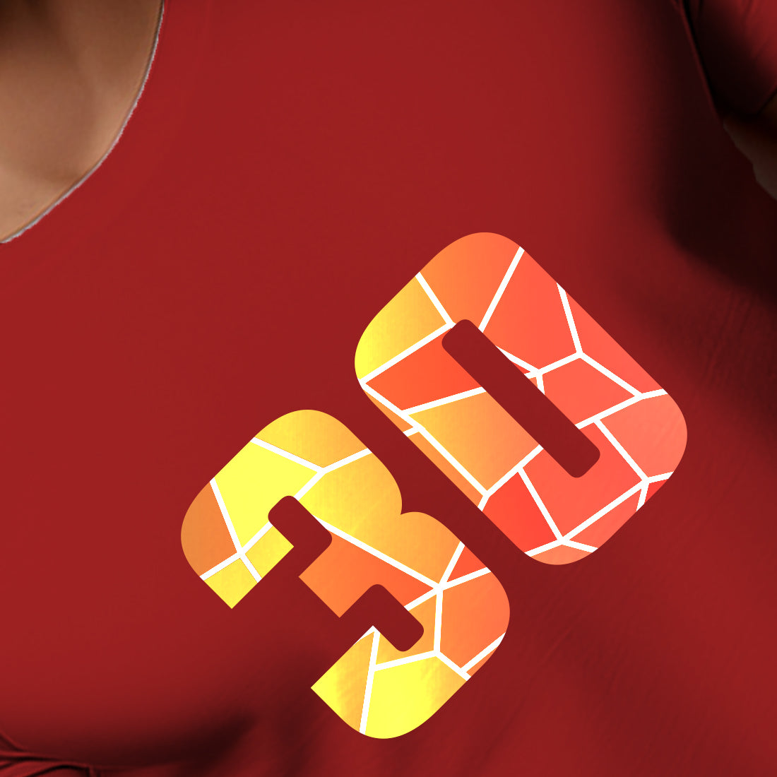 30 Number Men Unisex T-Shirt | Custom Number Graphic Tee (Red)