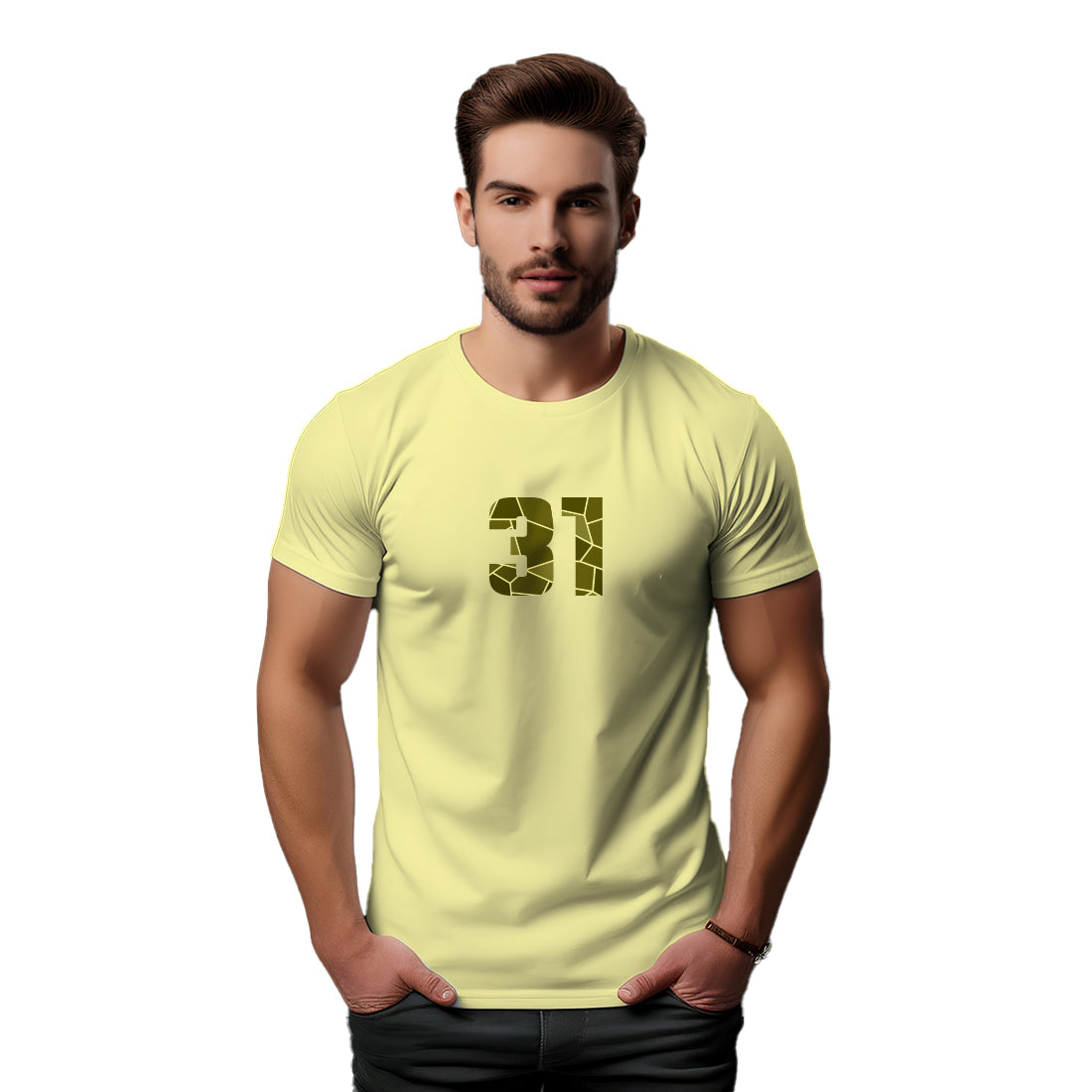 31 Number Men Unisex T-Shirt (Butter Yellow)