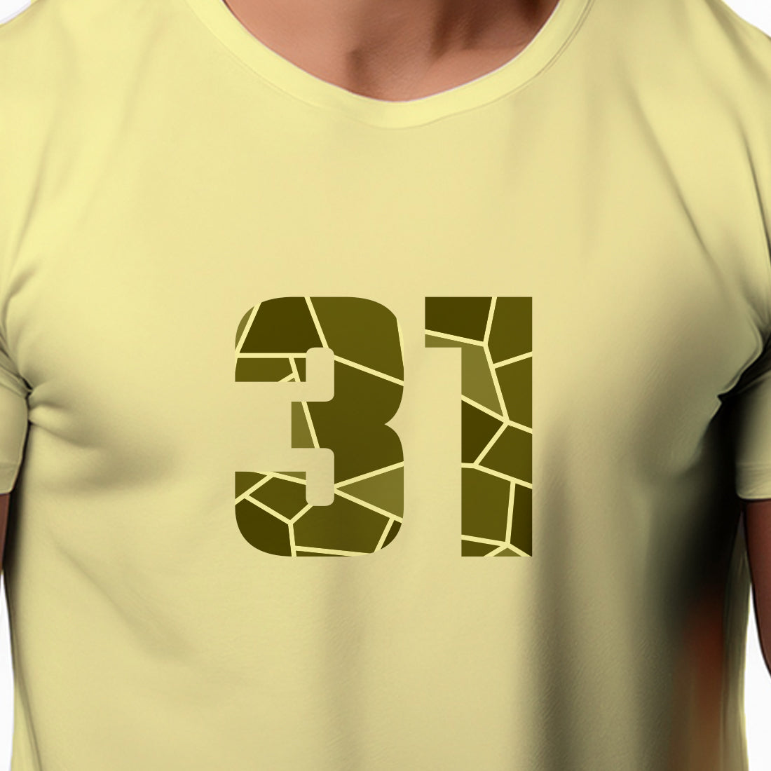 31 Number Men Unisex T-Shirt | Custom Number Graphic Tee (Butter Yellow)