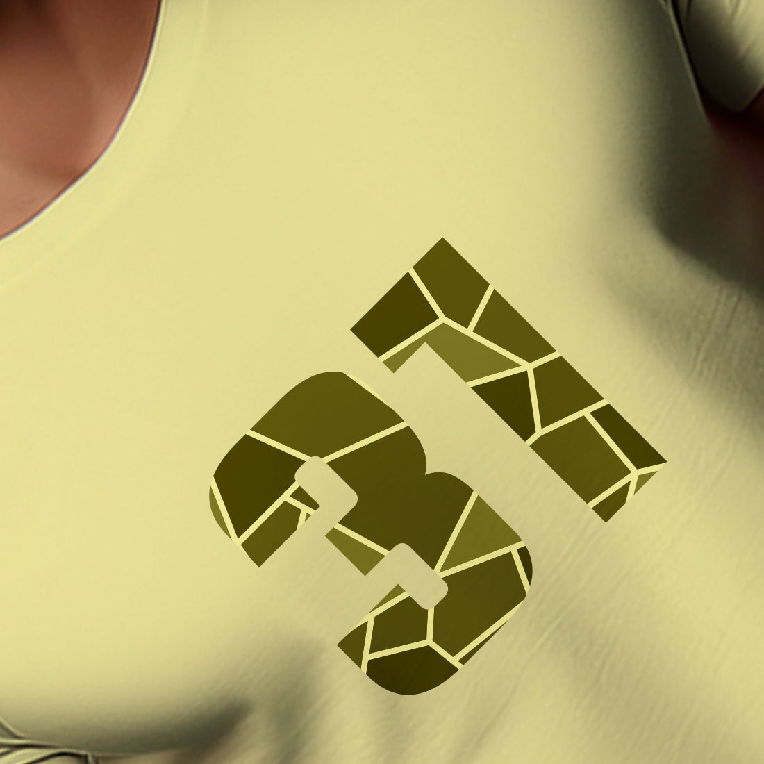 31 Number Men Unisex T-Shirt | Custom Number Graphic Tee (Butter Yellow)