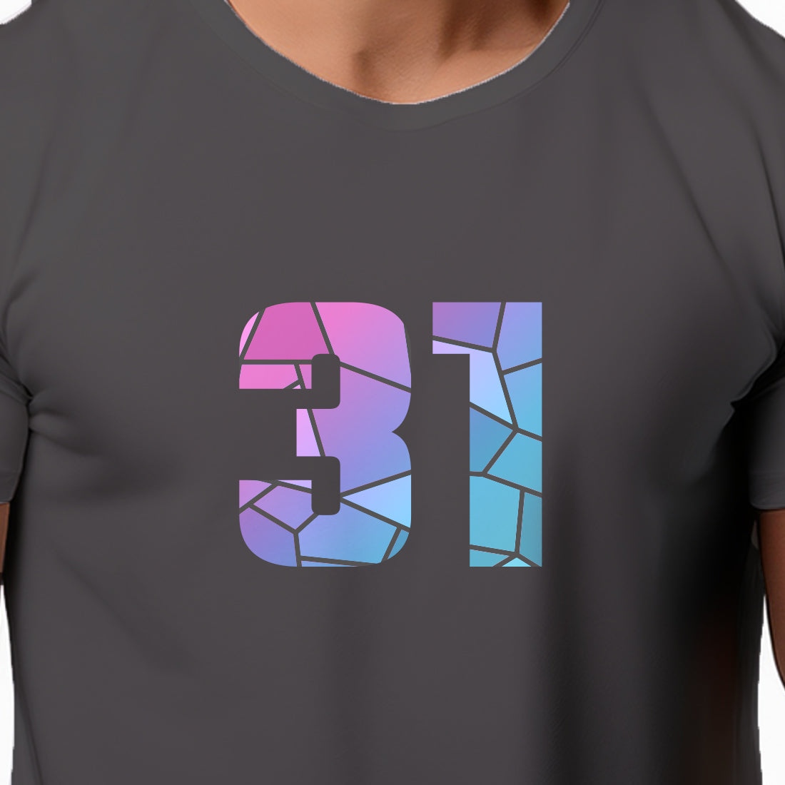 31 Number Men Unisex T-Shirt | Custom Number Graphic Tee (Charcoal Grey)