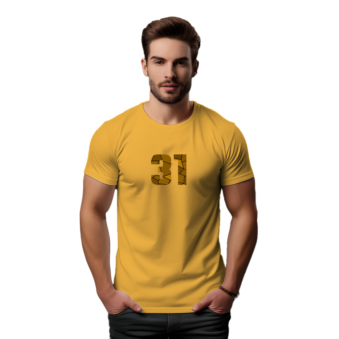 31 Number Men Unisex T-Shirt (Golden Yellow)