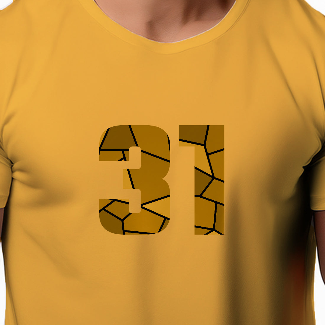 31 Number Men Unisex T-Shirt | Custom Number Graphic Tee (Golden Yellow)
