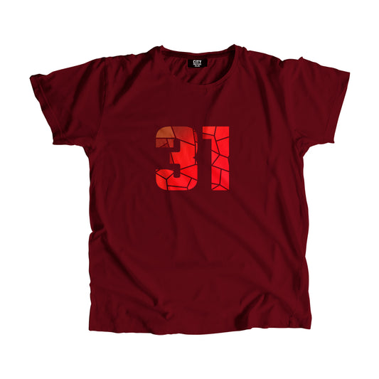 31 Number Men Unisex T-Shirt | Custom Number Graphic Tee (Maroon)