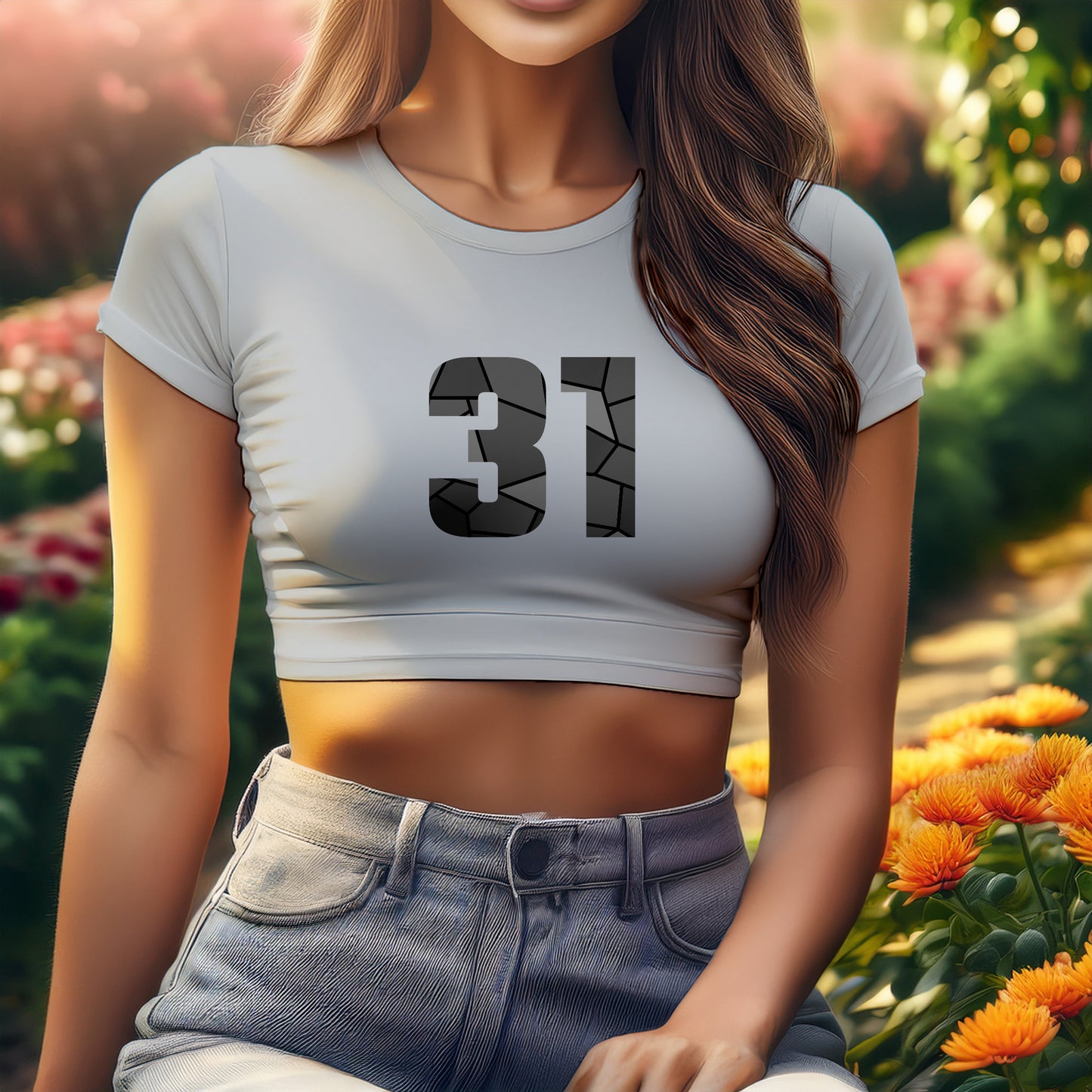 31 Number Women Crop Top (Melange Grey)