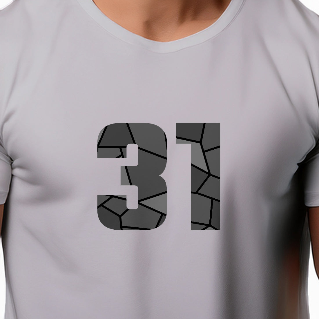 31 Number Men Unisex T-Shirt | Custom Number Graphic Tee (Melange Grey)