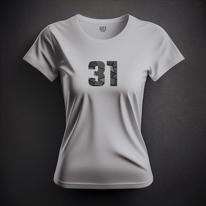 31 Number Women T-Shirt (Melange Grey) | Stylish Numeric Graphic Tee