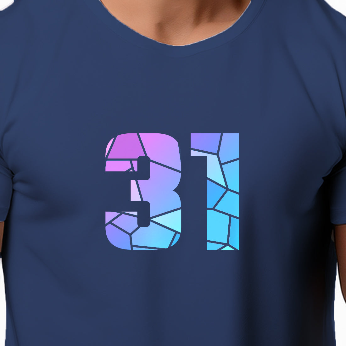 31 Number Men Unisex T-Shirt | Custom Number Graphic Tee (Navy Blue)