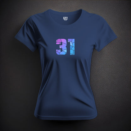31 Number Women T-Shirt (Navy Blue) | Stylish Numeric Graphic Tee