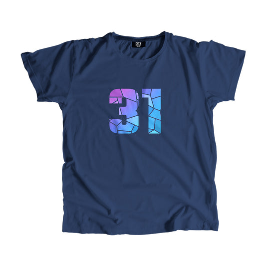31 Number Men Unisex T-Shirt | Custom Number Graphic Tee (Navy Blue)