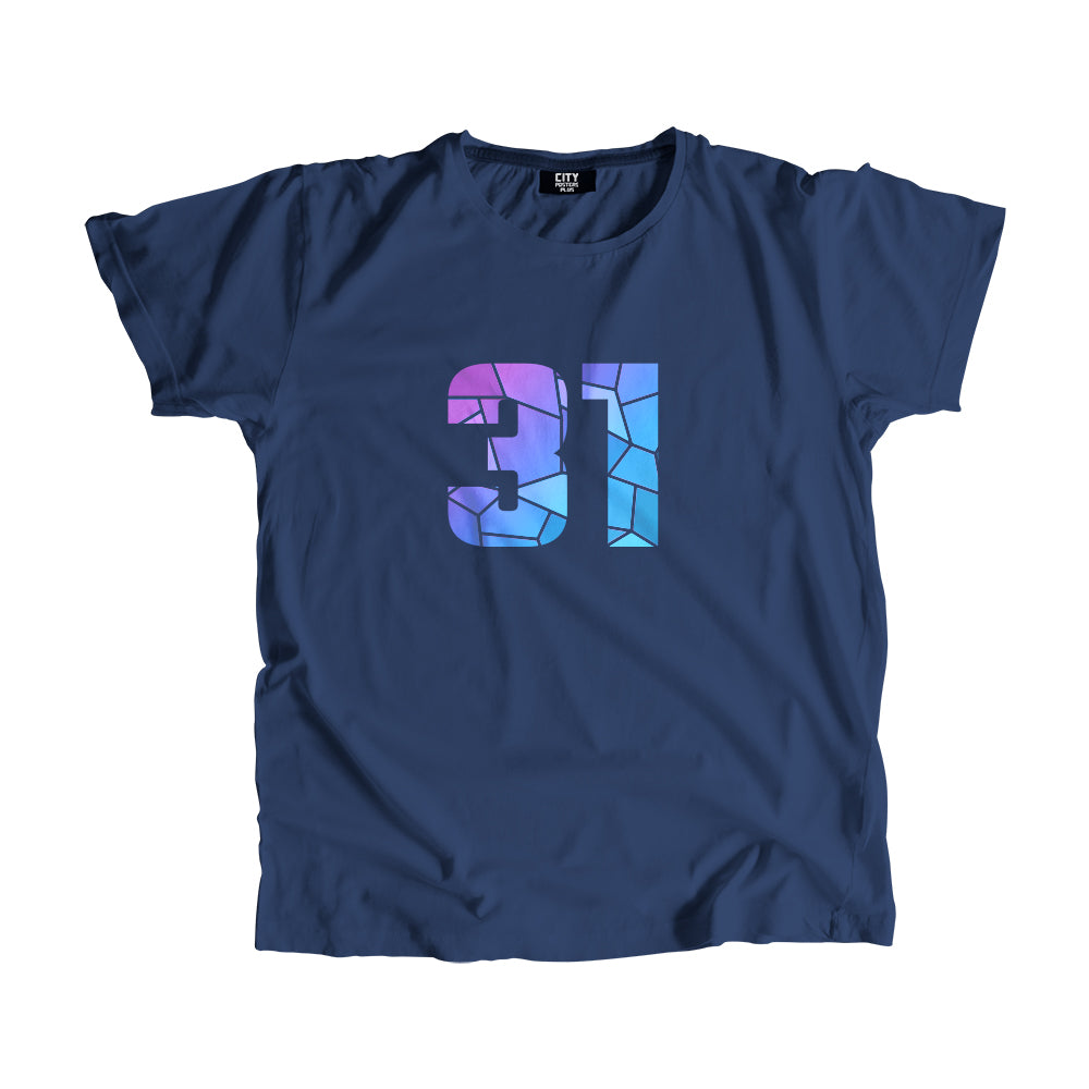 00-99 Numbers Unisex T-Shirt (Navy Blue, Large Size)