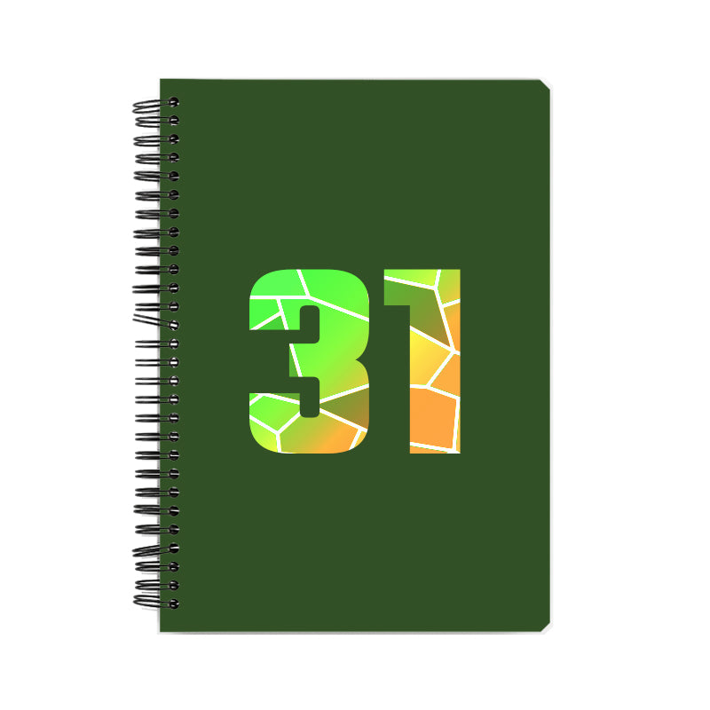 31 Number Notebook (Olive Green, A5 Size, 100 Pages, Ruled, 6 Pack)