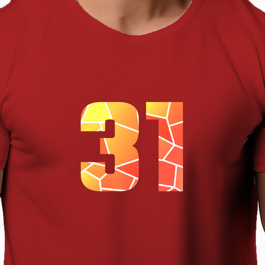 31 Number Men Unisex T-Shirt | Custom Number Graphic Tee (Red)