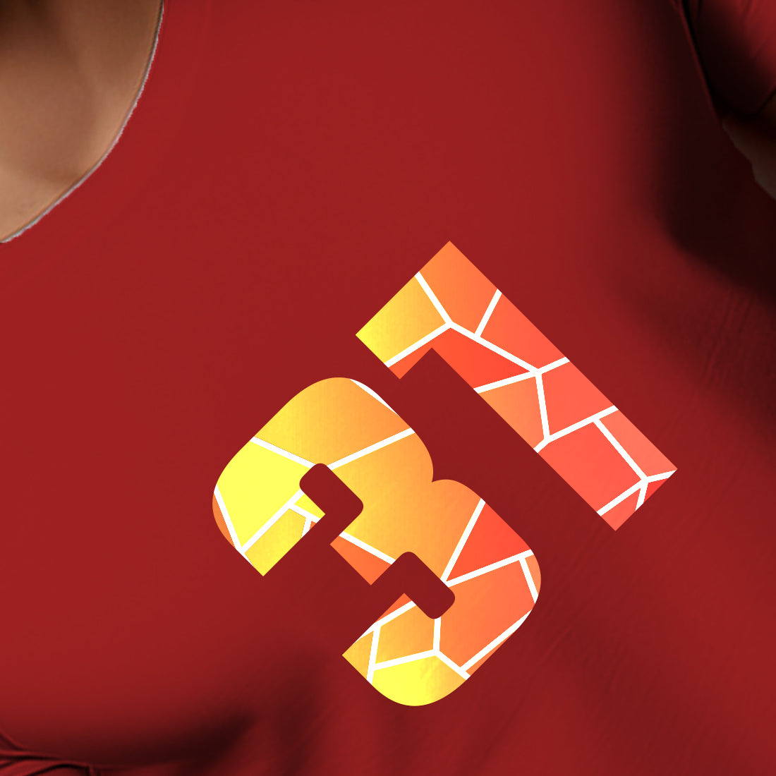 31 Number Men Unisex T-Shirt | Custom Number Graphic Tee (Red)