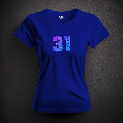 31 Number Women T-Shirt (Royal Blue) | Stylish Numeric Graphic Tee