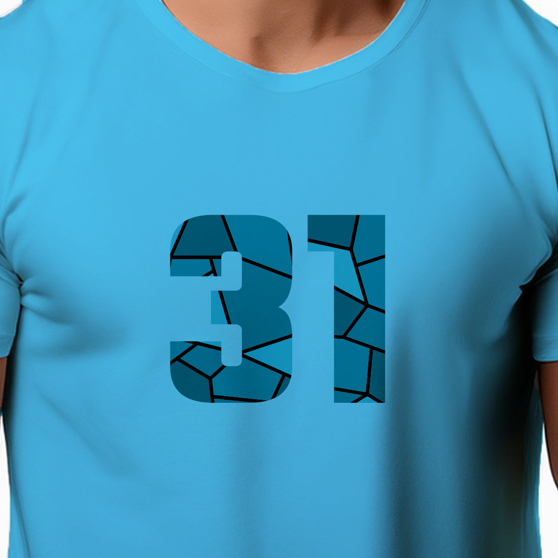 31 Number Men Unisex T-Shirt | Custom Number Graphic Tee (Sky Blue)