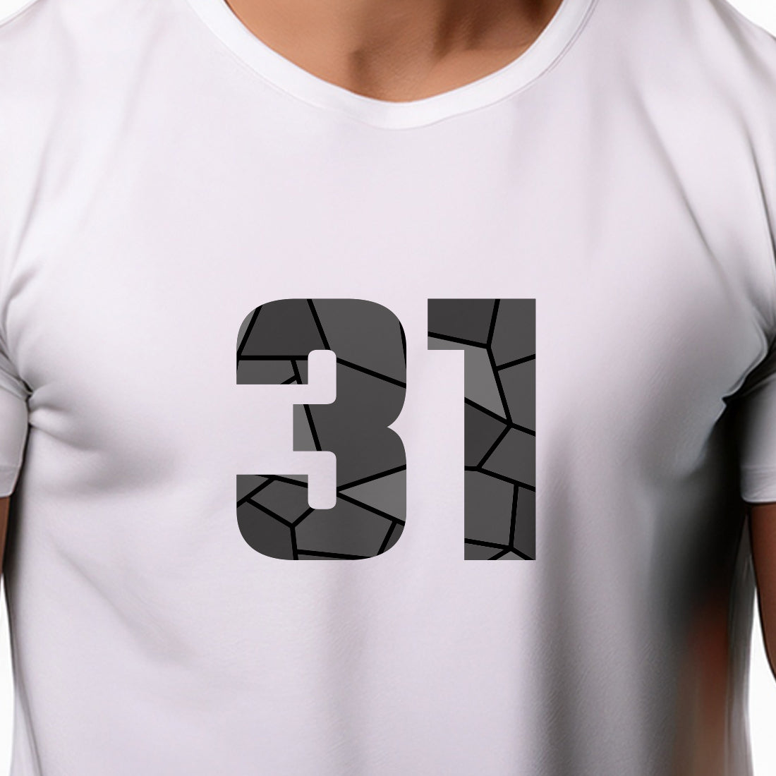 31 Number Men Unisex T-Shirt | Custom Number Graphic Tee (White)