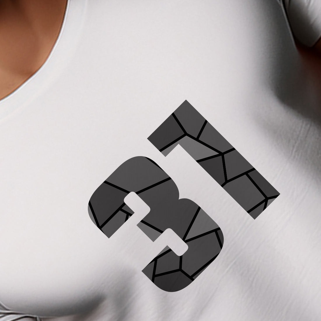31 Number Men Unisex T-Shirt | Custom Number Graphic Tee (White)