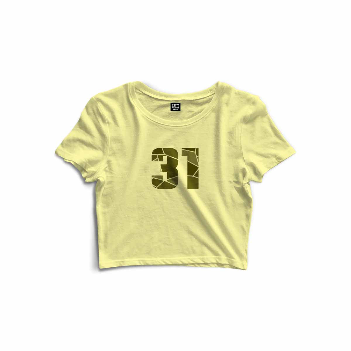 31 Number Women Crop Top (Butter Yellow)