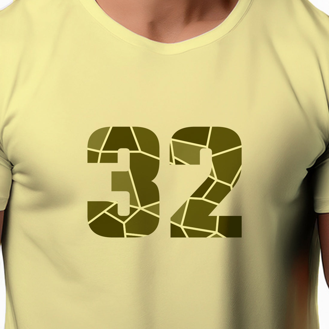 32 Number Men Unisex T-Shirt | Custom Number Graphic Tee (Butter Yellow)