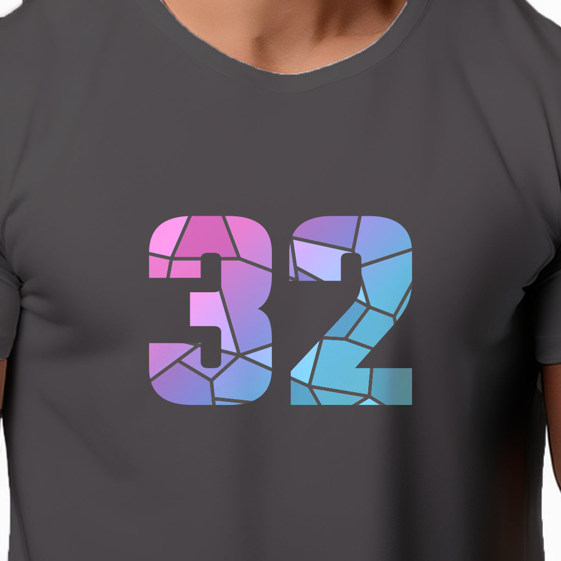 32 Number Men Unisex T-Shirt | Custom Number Graphic Tee (Charcoal Grey)