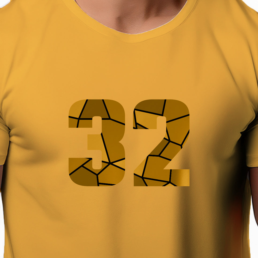 32 Number Men Unisex T-Shirt | Custom Number Graphic Tee (Golden Yellow)