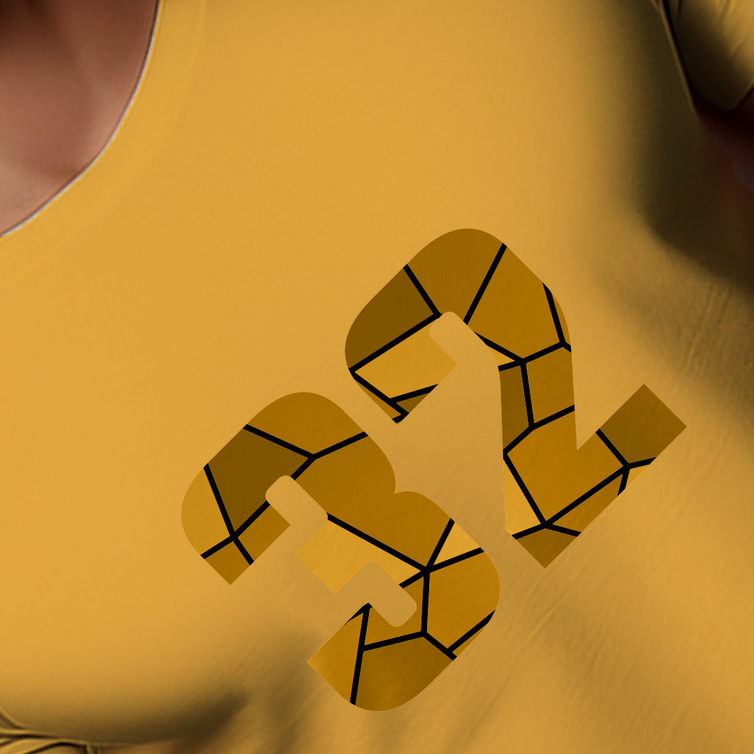 32 Number Men Unisex T-Shirt | Custom Number Graphic Tee (Golden Yellow)