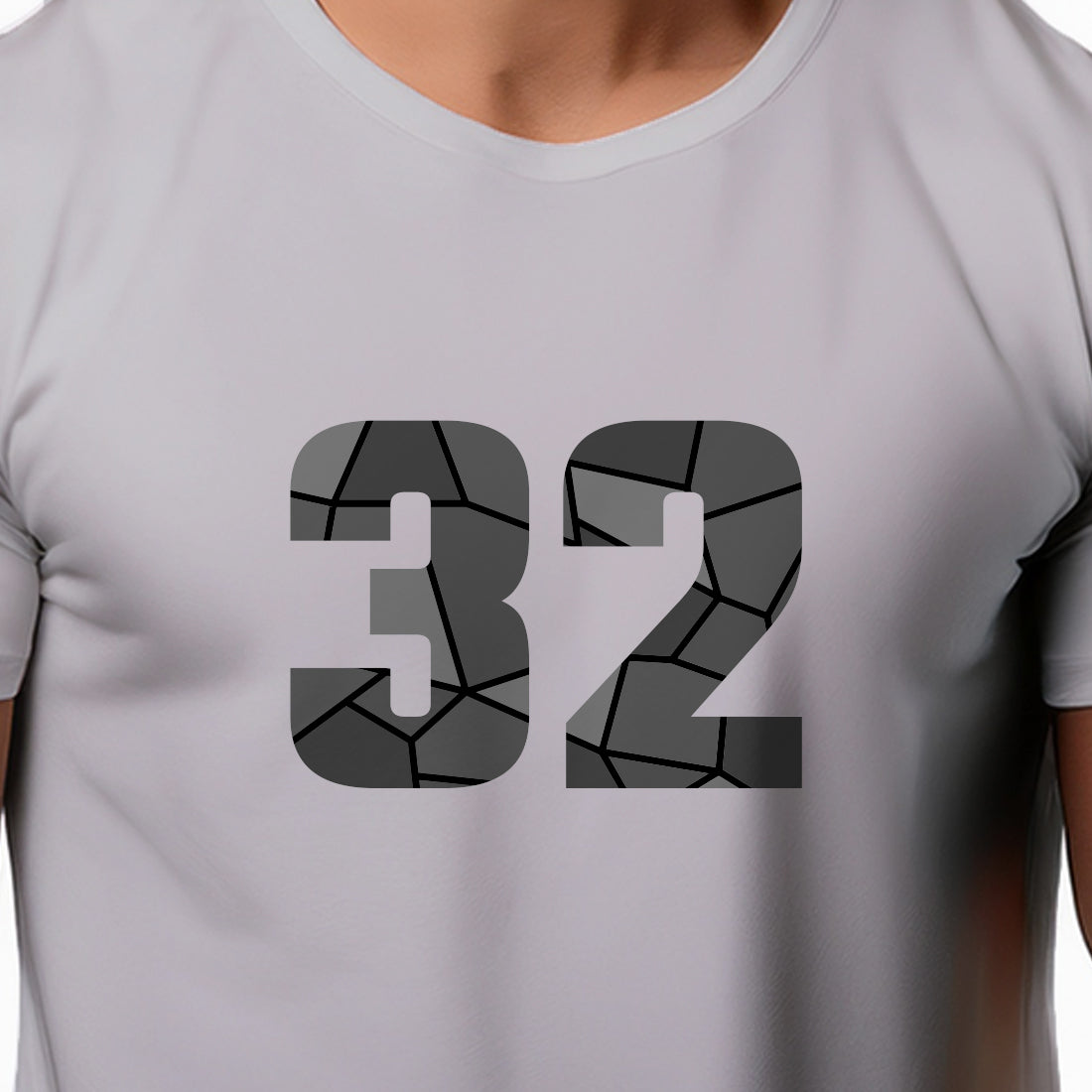 32 Number Men Unisex T-Shirt | Custom Number Graphic Tee (Melange Grey)
