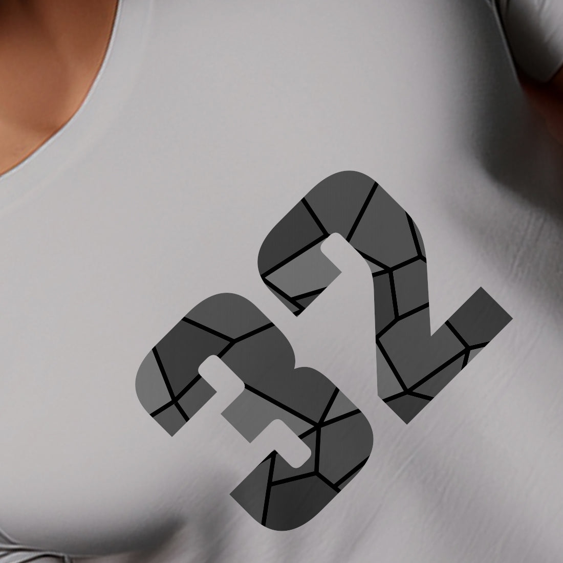 32 Number Men Unisex T-Shirt | Custom Number Graphic Tee (Melange Grey)
