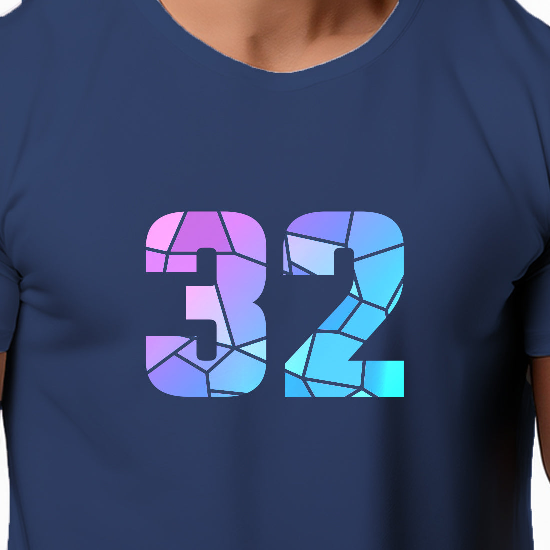 32 Number Men Unisex T-Shirt | Custom Number Graphic Tee (Navy Blue)