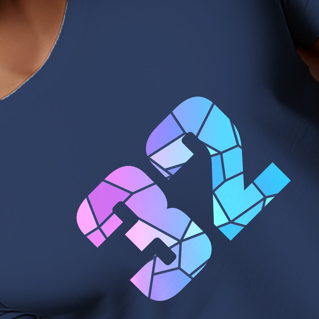 32 Number Men Unisex T-Shirt | Custom Number Graphic Tee (Navy Blue)