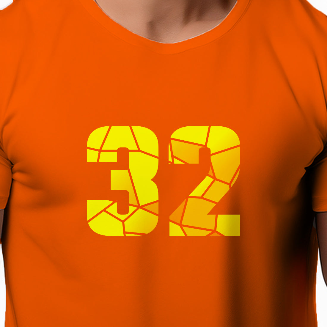32 Number Men Unisex T-Shirt | Custom Number Graphic Tee (Orange)