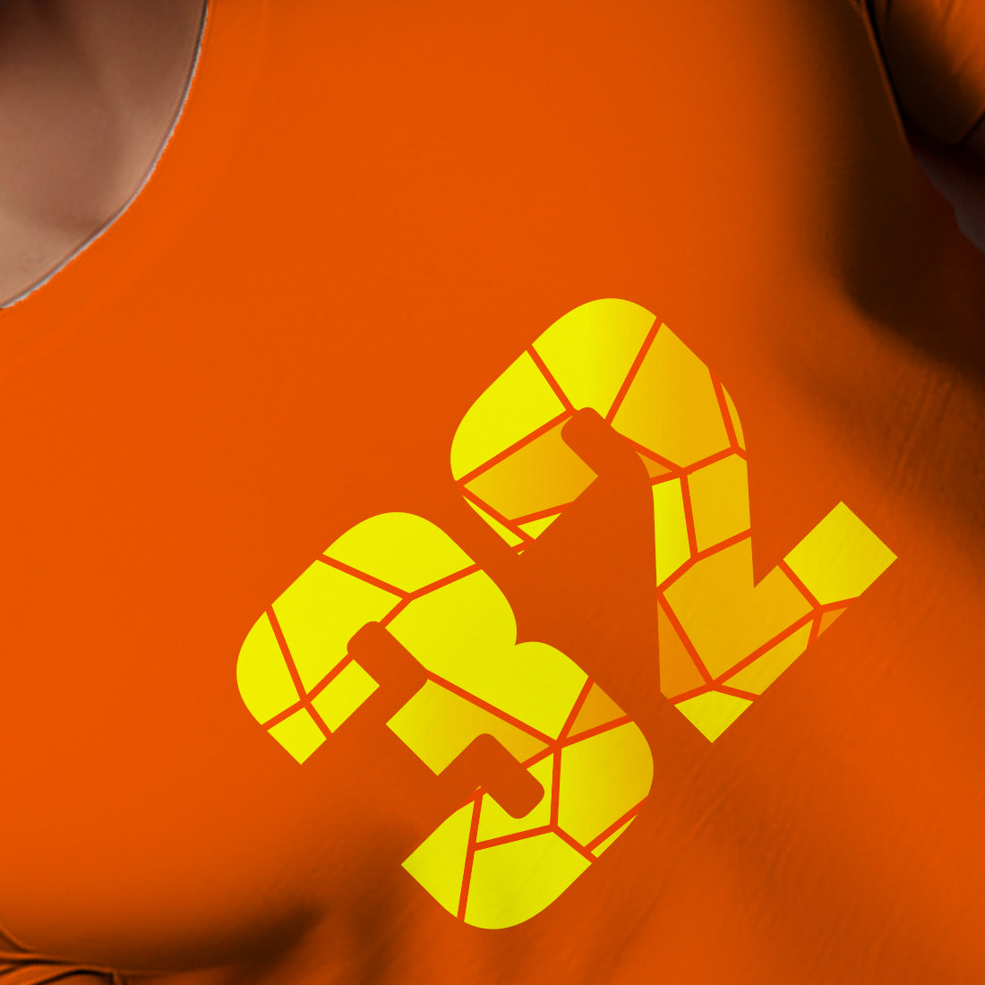 32 Number Men Unisex T-Shirt | Custom Number Graphic Tee (Orange)