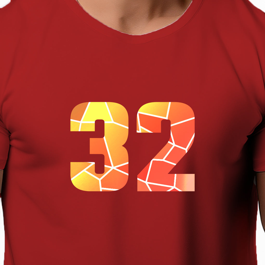 32 Number Men Unisex T-Shirt | Custom Number Graphic Tee (Red)