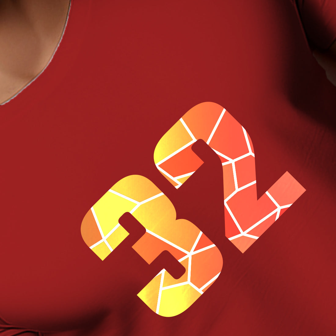 32 Number Men Unisex T-Shirt | Custom Number Graphic Tee (Red)