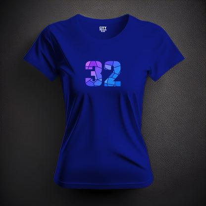 32 Number Women T-Shirt (Royal Blue) | Stylish Numeric Graphic Tee