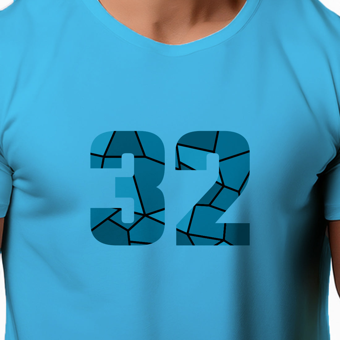 32 Number Men Unisex T-Shirt | Custom Number Graphic Tee (Sky Blue)