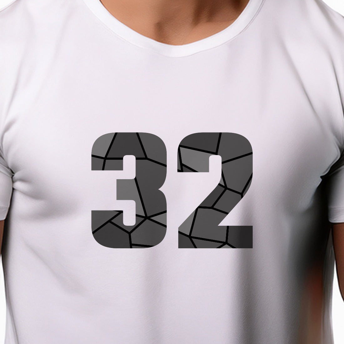 32 Number Men Unisex T-Shirt | Custom Number Graphic Tee (White)