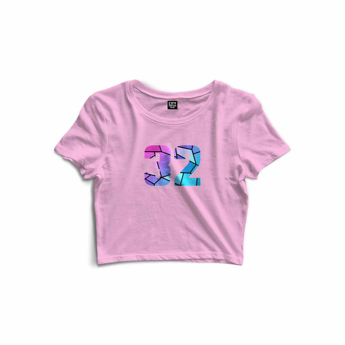 32 Number Women Crop Top (Light Pink)